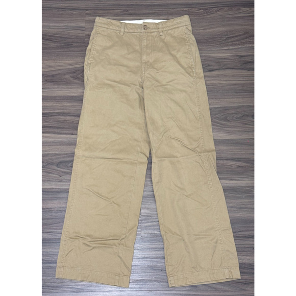 Uniqlo U Chino Pants Wide Leg Beige Cotton Blend - Women's Size 8 Waist 28 - Picture 1 of 7